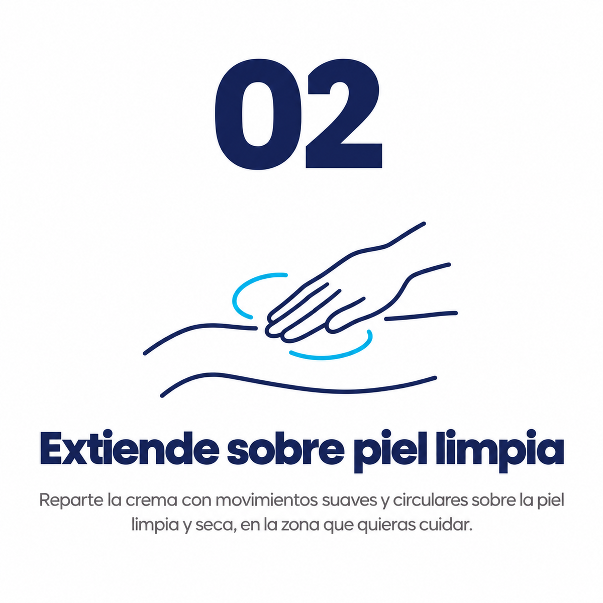 Paso 2 del modo de uso de la crema hidratante Sentiment: extiende con 
movimientos circulares suaves sobre piel limpia y seca.