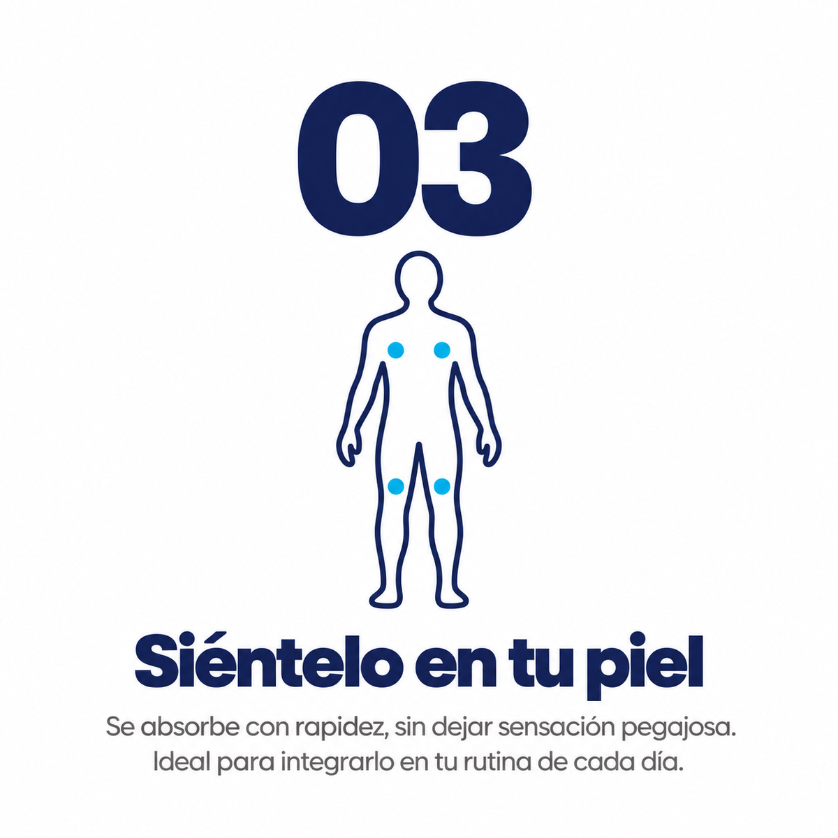 Paso 3 del modo de uso de la crema hidratante Sentiment: absorción 
rápida sin sensación pegajosa, lista para tu rutina diaria.