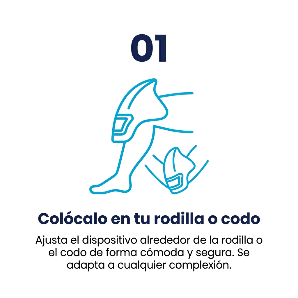 Icono de pierna con el masajeador colocado alrededor de la rodilla