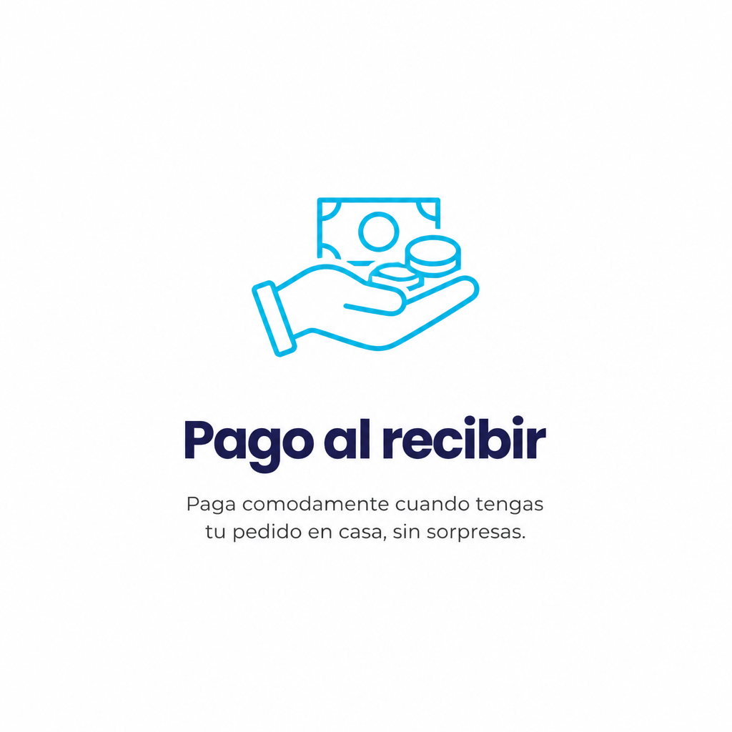 Icono de mano sujetando billetes y monedas, representando el pago contrarreembolso.