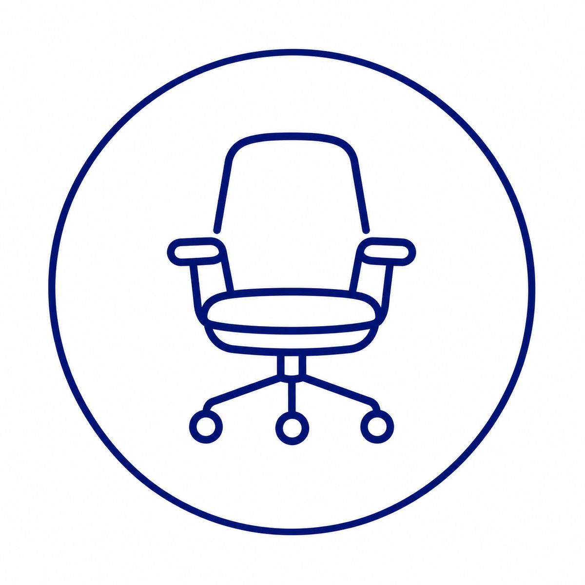 Icono de silla de oficina representando muchas horas sentado