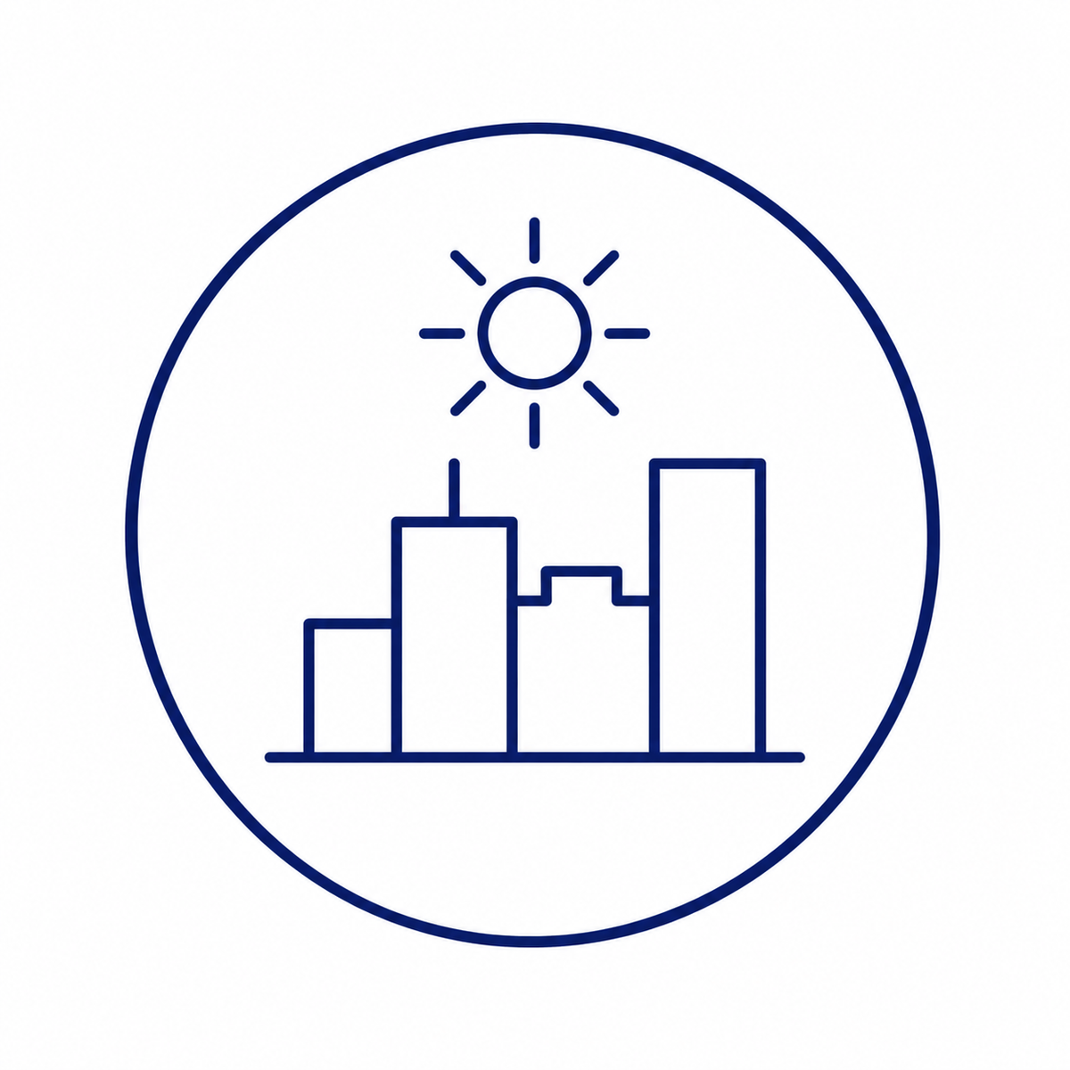 Icono de edificios de ciudad representando el momento después de un día fuera