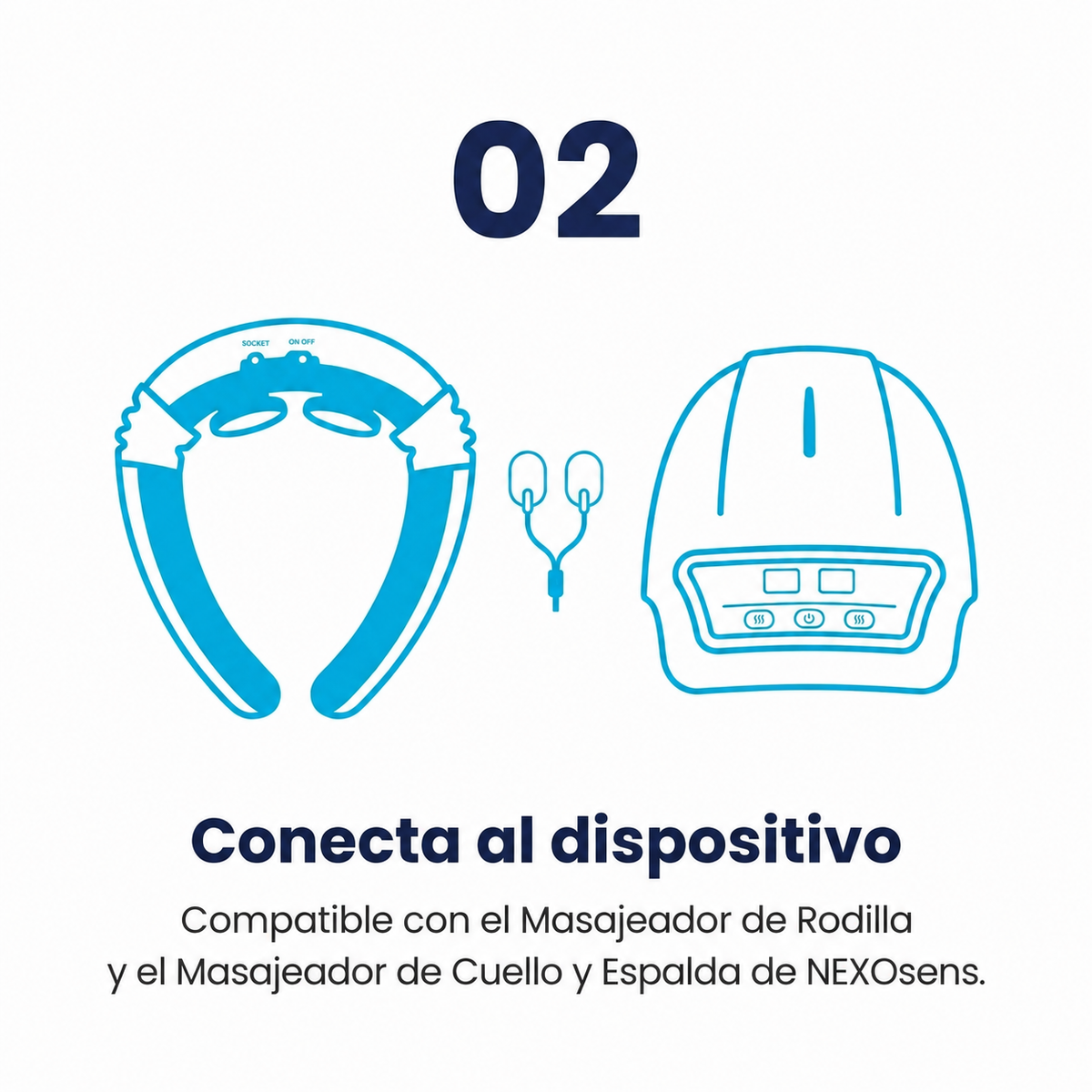 Icono que muestra los parches conectados al Masajeador de Rodilla y al Masajeador de Cuello y Espalda — Pack de Parches NEXOsens