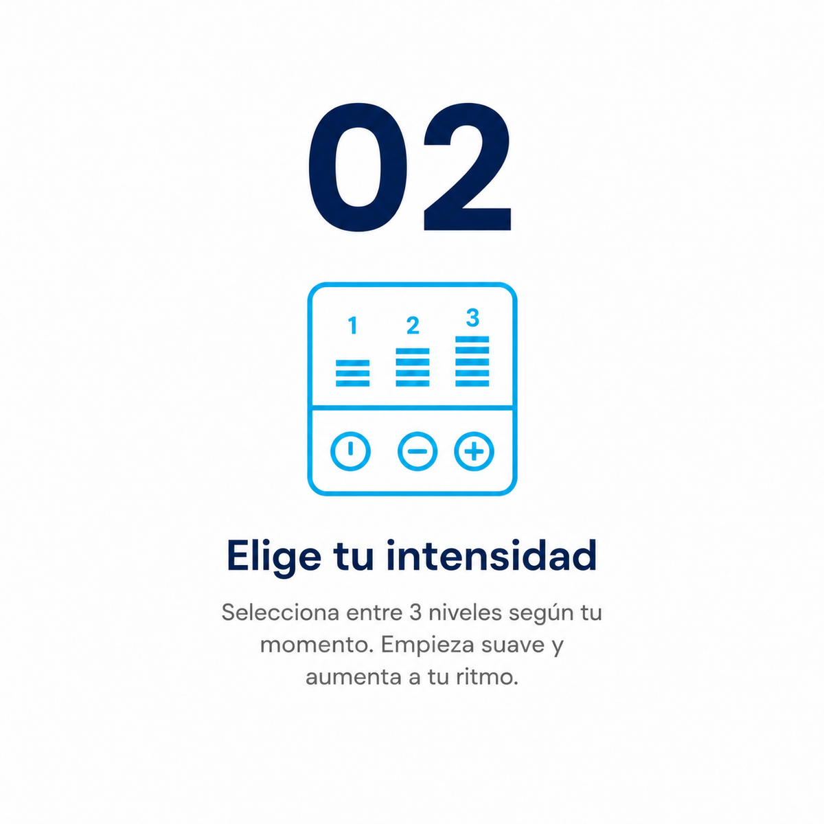 Icono que muestra los 3 niveles ajustables de intensidad — Masajeador de Cuello y Espalda NEXOsens