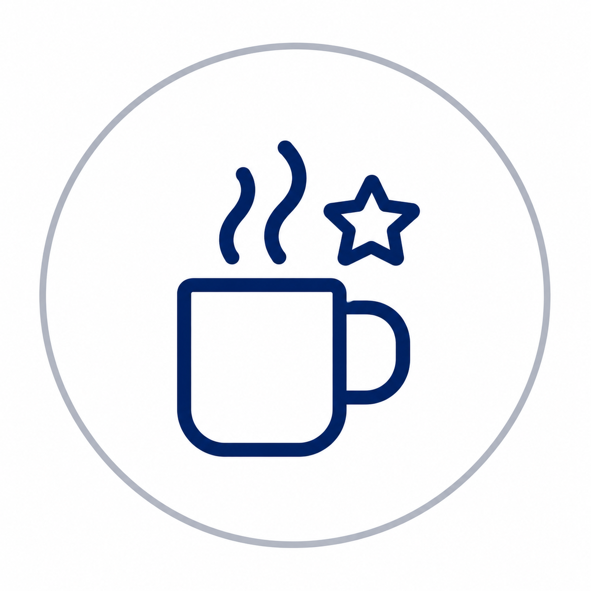 Icono de una taza humeante con una estrella