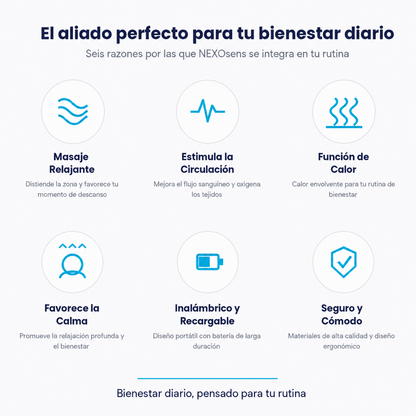 Beneficios del masajeador de rodilla NEXOsens: comodidad, relajación y bienestar para tu rutina diaria.