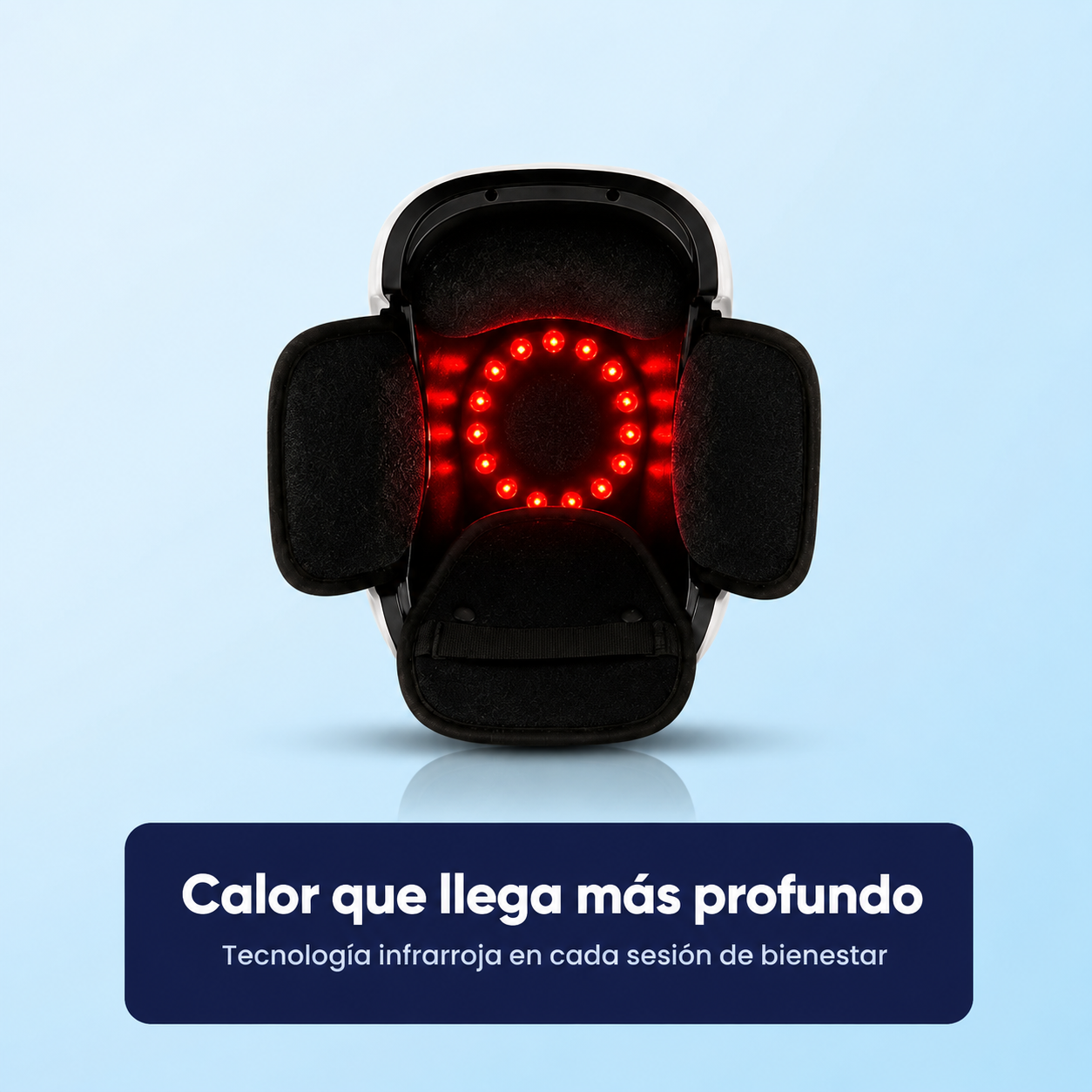 Masajeador de rodilla NEXOsens con calor envolvente para una experiencia cálida y reconfortante.