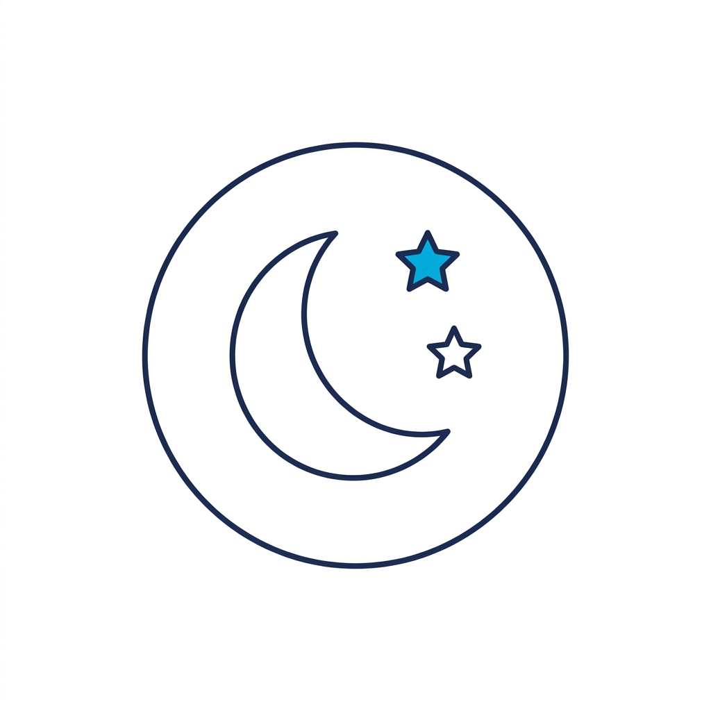 Icono de luna y estrellas que representa el momento de retirar el exceso de grasa antes de dormir — Succionador de Poros NEXOsens