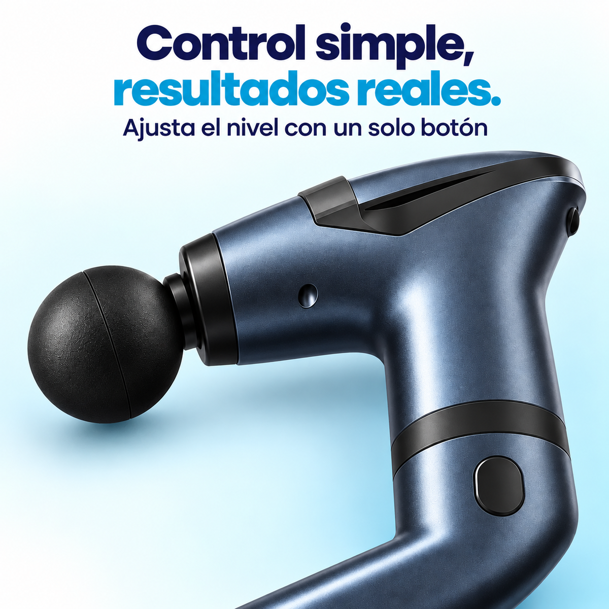 Detalle del botón de control de niveles de la pistola masajeadora NEXOsens