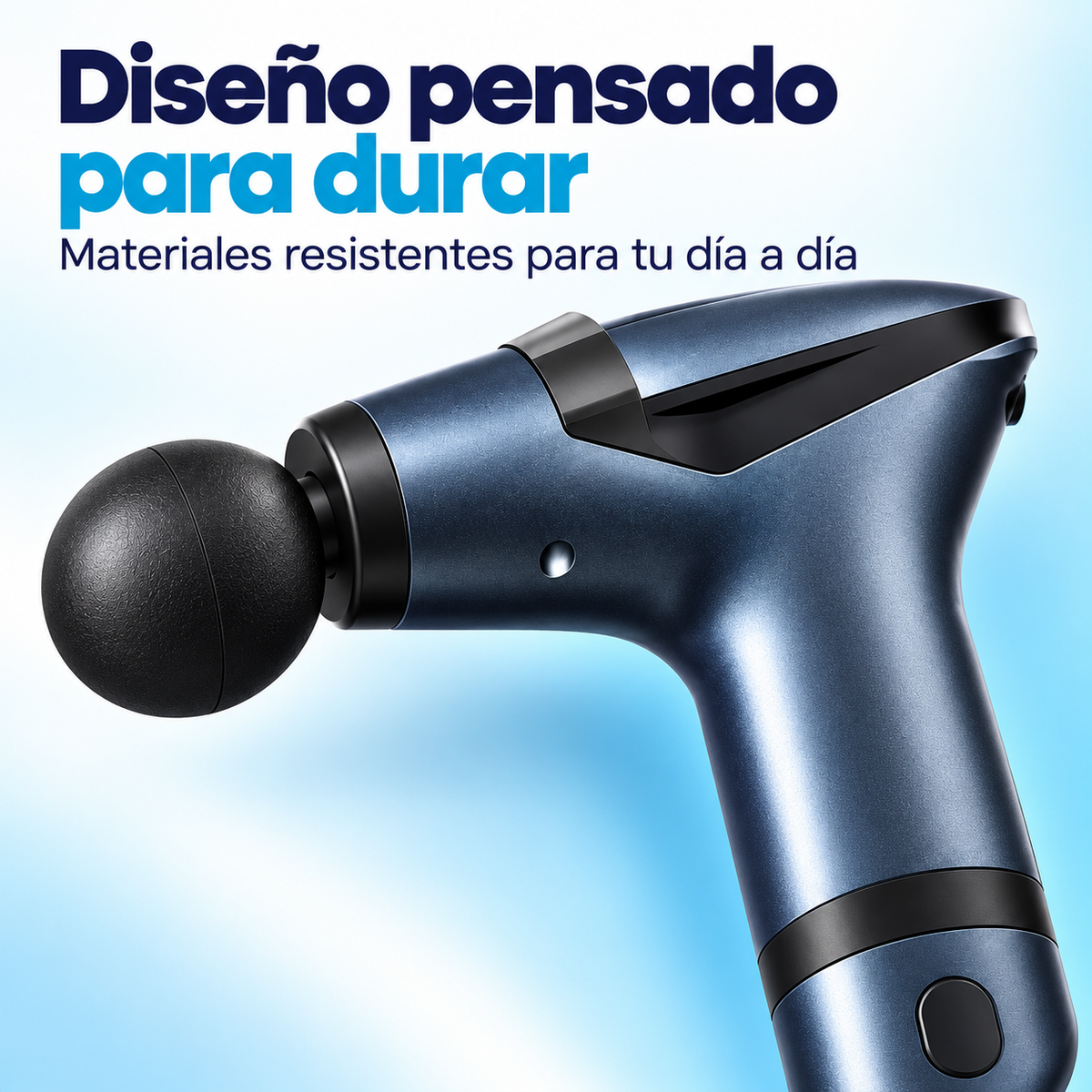 Primer plano del acabado y materiales de la pistola masajeadora NEXOsens
