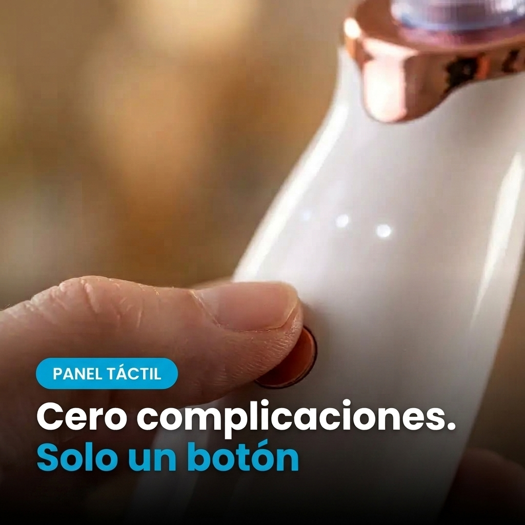 Primer plano del panel de control del Succionador de Poros NEXOsens, con un único botón intuitivo de manejo